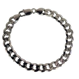 Solid 925 Sterling Silver Curb Chain Link Bracelet Italy - 8 Inches, 21.8g